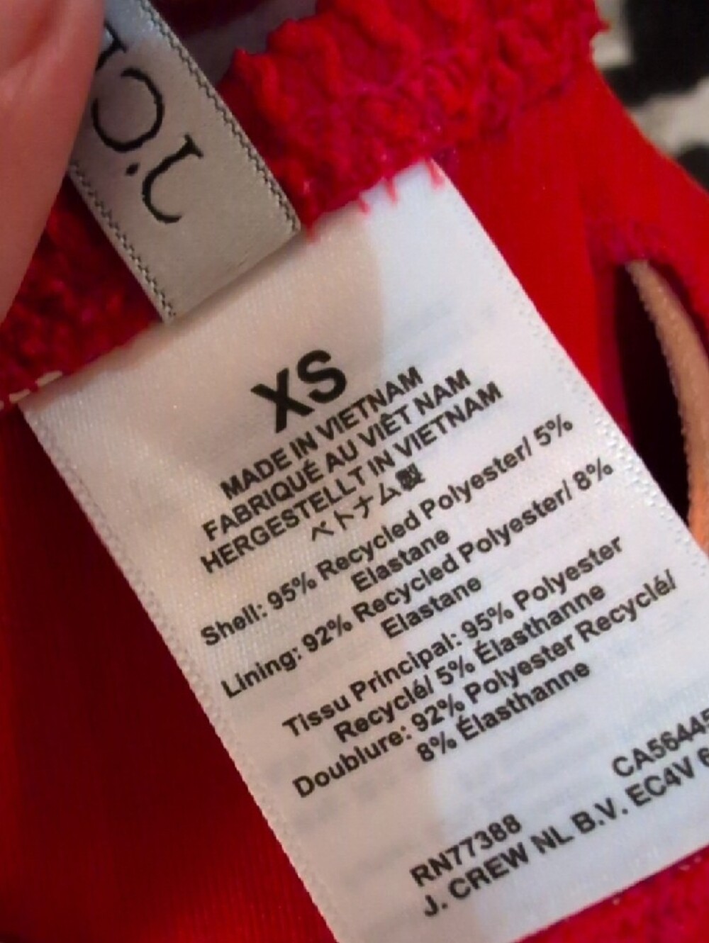 J. Crew Red Ribbed Bandeau Bikini Set with Ring Detail - Picture 8 of 9